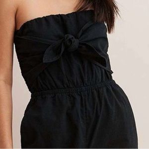 Women’s Aerie Black Tie Front Cotton Strapless Jumpsuit Large